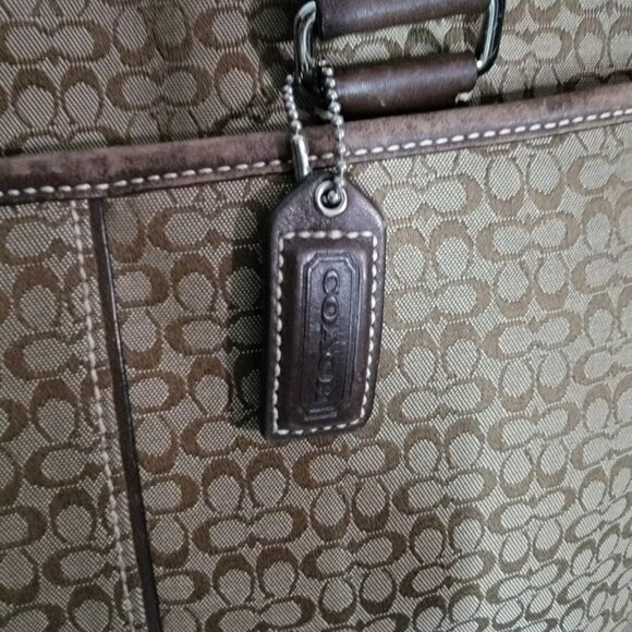 Coach Women's Laptop Signature Tote or Shoulder Bag with Leather Straps - Picture 3 of 7